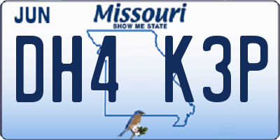 MO license plate DH4K3P