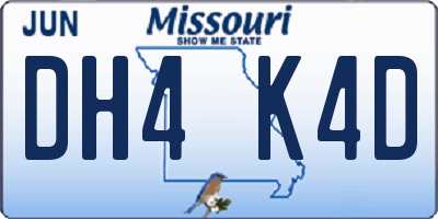 MO license plate DH4K4D