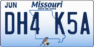 MO license plate DH4K5A