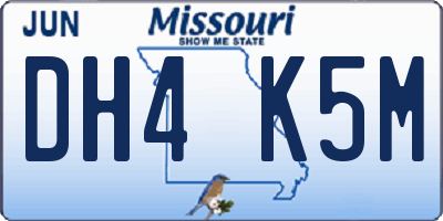 MO license plate DH4K5M