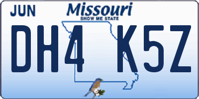 MO license plate DH4K5Z
