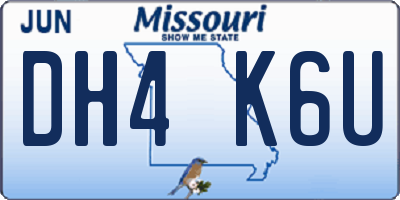 MO license plate DH4K6U