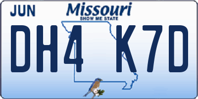 MO license plate DH4K7D