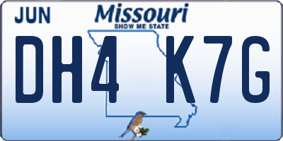 MO license plate DH4K7G