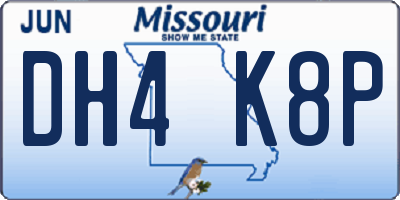 MO license plate DH4K8P