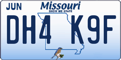 MO license plate DH4K9F