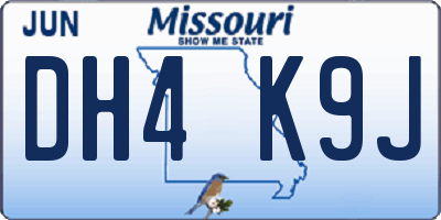 MO license plate DH4K9J