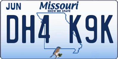 MO license plate DH4K9K