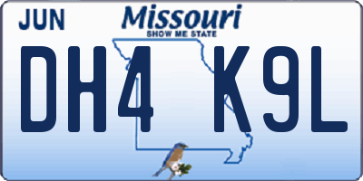 MO license plate DH4K9L