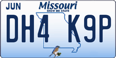 MO license plate DH4K9P