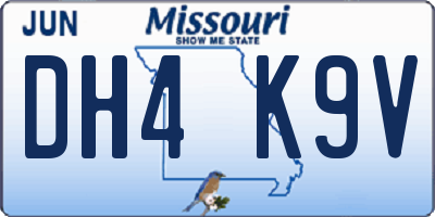 MO license plate DH4K9V