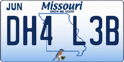 MO license plate DH4L3B