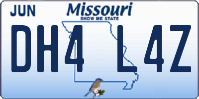 MO license plate DH4L4Z