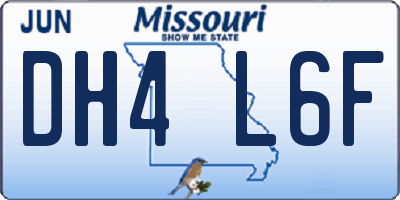 MO license plate DH4L6F