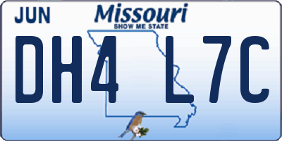 MO license plate DH4L7C