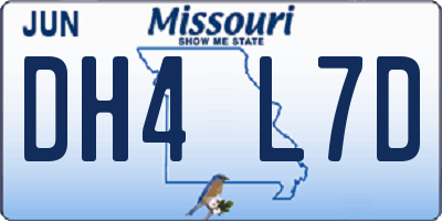 MO license plate DH4L7D