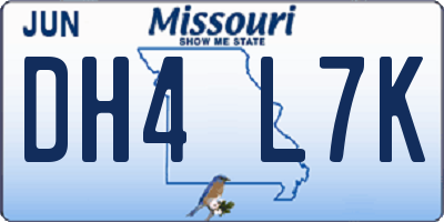 MO license plate DH4L7K