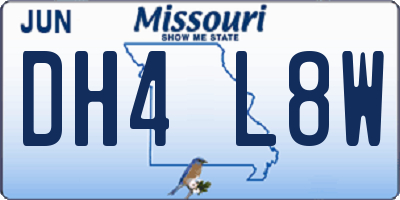 MO license plate DH4L8W