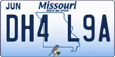 MO license plate DH4L9A