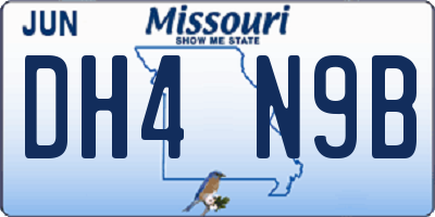 MO license plate DH4N9B