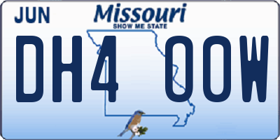 MO license plate DH4O0W
