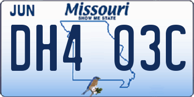 MO license plate DH4O3C