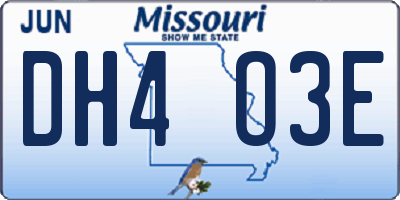 MO license plate DH4O3E