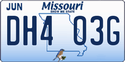MO license plate DH4O3G
