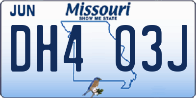 MO license plate DH4O3J