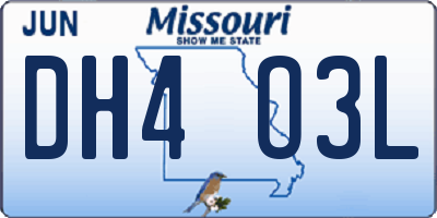 MO license plate DH4O3L