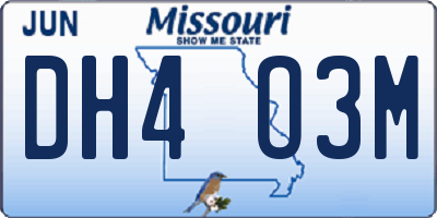 MO license plate DH4O3M
