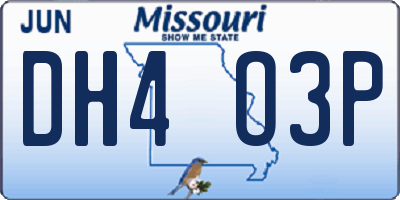 MO license plate DH4O3P