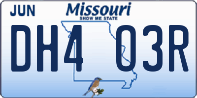 MO license plate DH4O3R