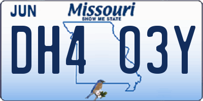 MO license plate DH4O3Y
