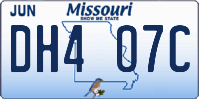 MO license plate DH4O7C