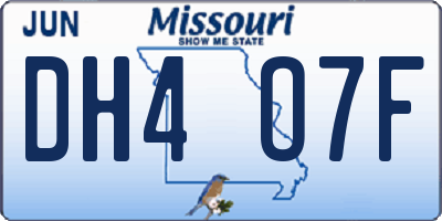 MO license plate DH4O7F