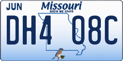 MO license plate DH4O8C