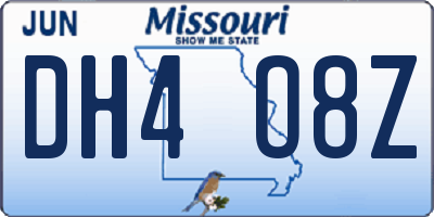 MO license plate DH4O8Z