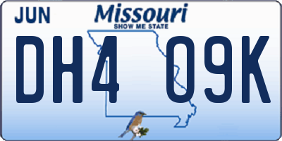 MO license plate DH4O9K