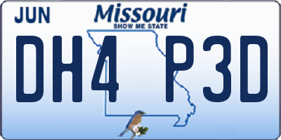 MO license plate DH4P3D
