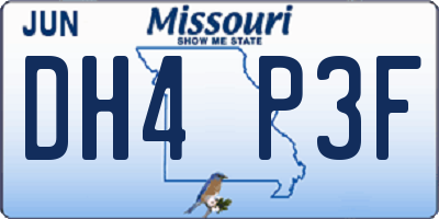 MO license plate DH4P3F