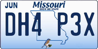 MO license plate DH4P3X