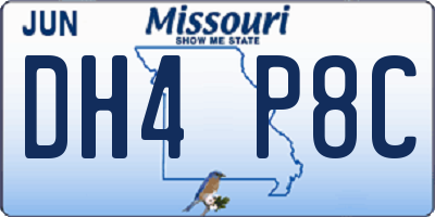 MO license plate DH4P8C