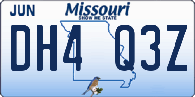 MO license plate DH4Q3Z