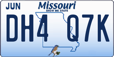 MO license plate DH4Q7K