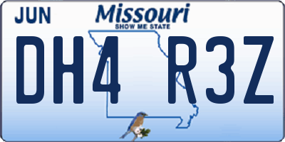 MO license plate DH4R3Z
