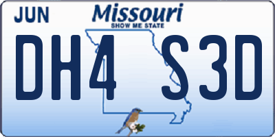 MO license plate DH4S3D
