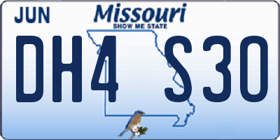 MO license plate DH4S3O