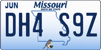 MO license plate DH4S9Z