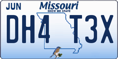 MO license plate DH4T3X